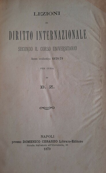 Lezioni di diritto internazionale secondo il corso universitarioi anno scolastico …