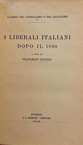 Liberali italiani dopo il 1860