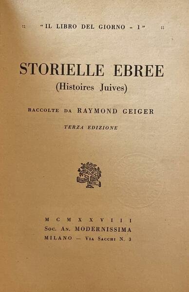 Storielle ebree (Histoires juives). Terza edizione