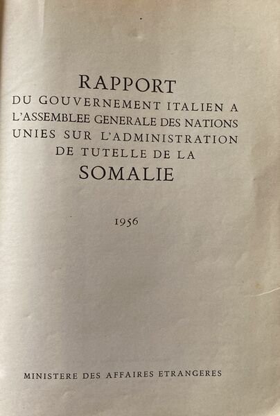 Rapport du gouvernement italien a l'assemblee generale des nations unies …