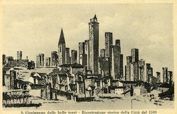 S.Gimignano dalle belle torri-Ricostruzione storica della città del 1500