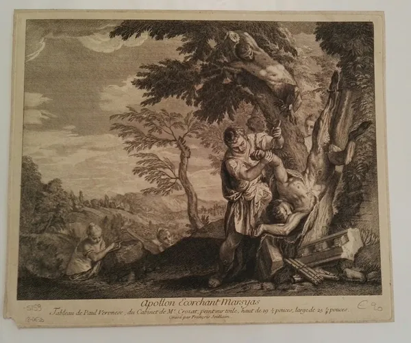 Scena mitologica, Apollon écorchant Marsyas.