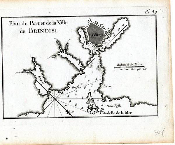 Puglia. Brindisi. Plan du Port et de la Ville.