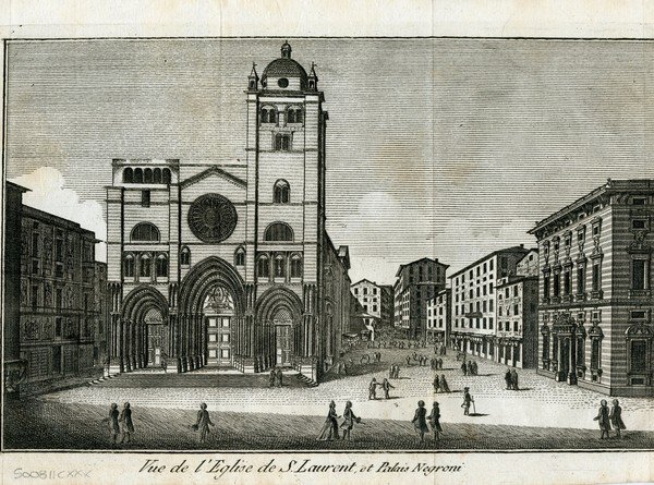 Genova. Vue de l'Eglise de S.Laurent et Palais Negroni