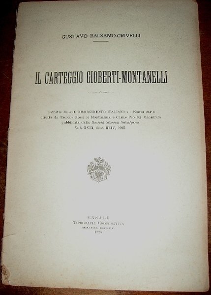 IL CARTEGGIO GIOBERTI - MONTANELLI.