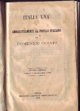 ITALIA UNA O AMMAESTRAMENTI AL POPOLO ITALIANO