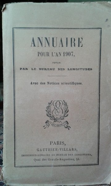 ANNUAIRE POUR L AN 1907 publi par le Bureau des …