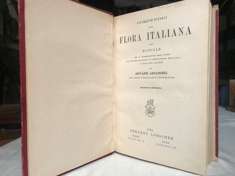 COMPENDIO DELLA FLORA ITALIANA ossia Manuale per la determinazione delle …