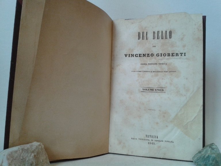 DEL BELLO per Vincenzo Gioberti. Prima Edizione Veneta sull' ultima …