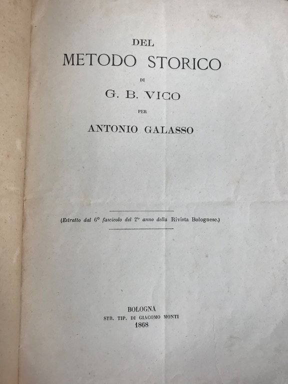 DEL METODO STORICO DI G. B. VICO