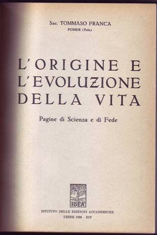 L'ORIGINE E L'EVOLUZIONE DELLA VITA pagine di Scienza e di …