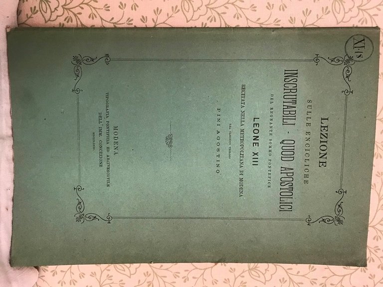 LEZIONE SULLE ENCICLICHE INSCRUTABILI DEL CONSILIO QUOD APOSTOLICI MUNERIS DEL …