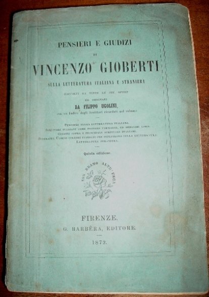 PENSIERI E GIUDIZI DI V. G. SULLA LETTERATURA ITALIANA E …