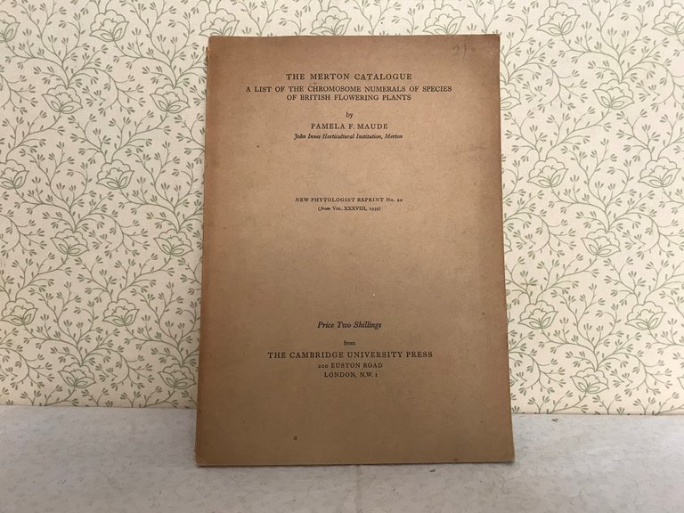 The Merton Catalogue. A LIST OF CHROMOSOME NUMERALS OF SPECIES …