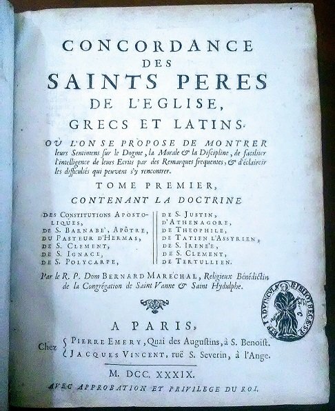 Concordance des saints peres de l'eglise, grecs et latins