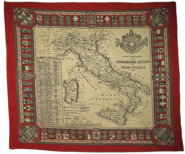 Foulard della 'Carta dimostrativa delle Circoscrizioni Militari del Regno d'Italia, …