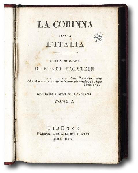 La Corinna ossia l'Italia, della signora di Stael Holstein.