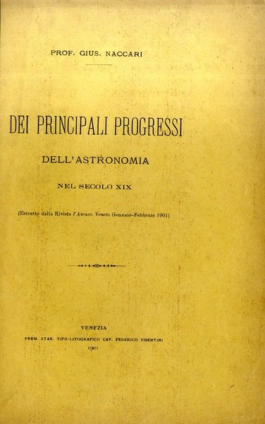 Dei principali progressi dell'astronomia nel secolo XIX