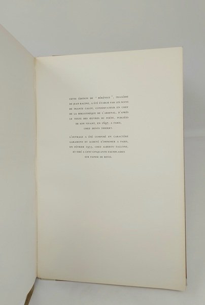 Berenice. Testo e prefazione a cura di Frantz Callot. Edizione …