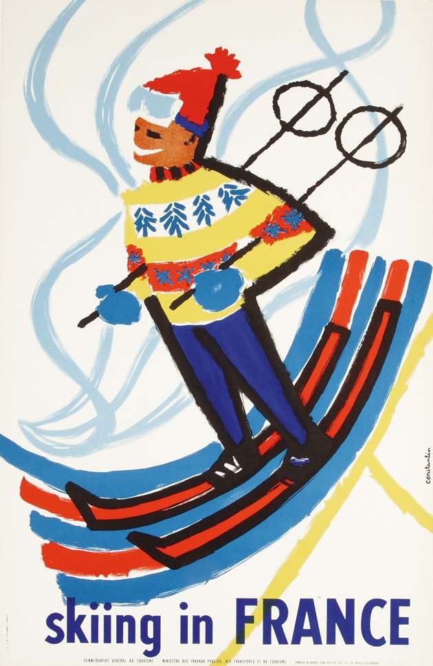 Affiche originale - Skiing in France