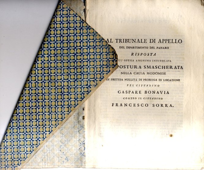 AL TRIBUNALE DI APPELLO DEL DIP. PANARO. Risposta all’opera anonima …