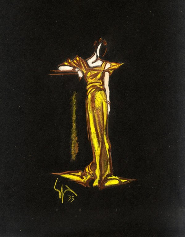 Alta Moda 1935, 2 bozzetti di abiti da sera, per …