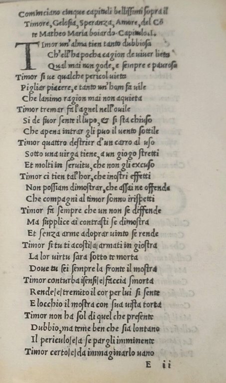 Amore di Hieronimo Beniveni fiorentino, allo illustris. s. Nicolo da …