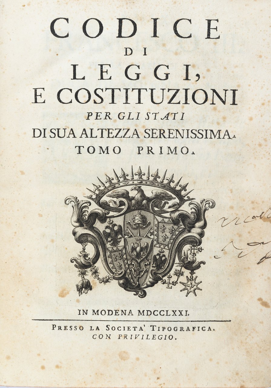 &amp;nbsp;Codice di leggi e costituzioni per gli stati di Sua …