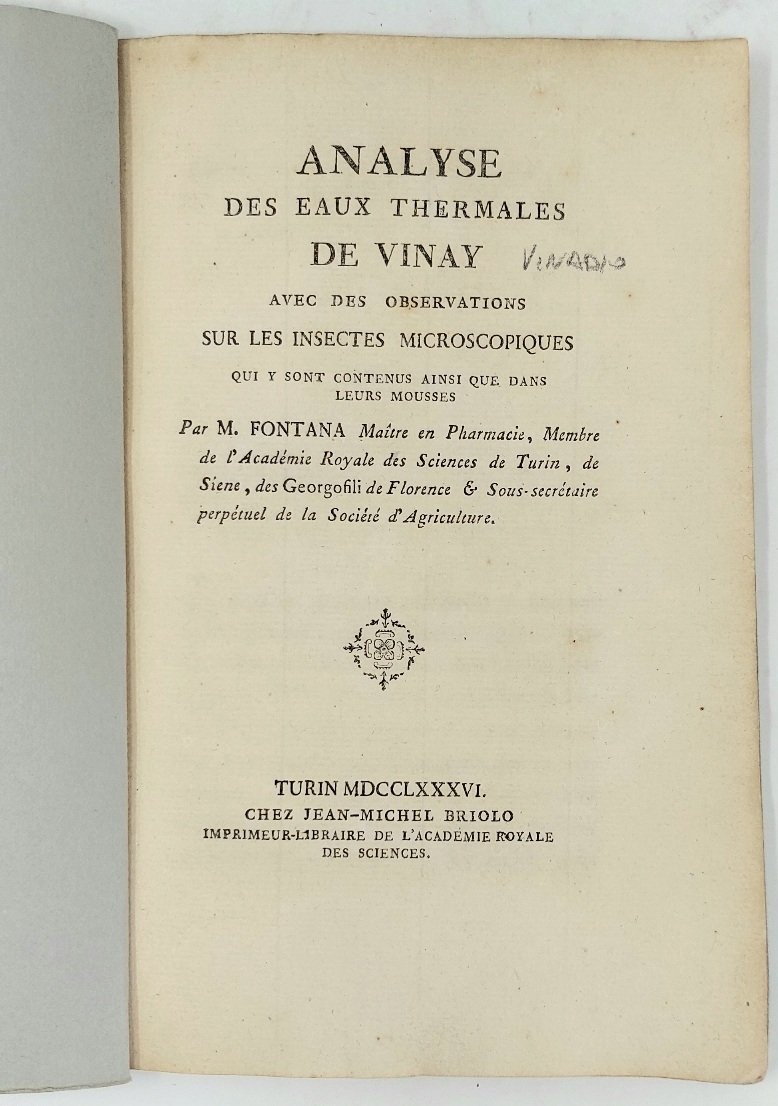 Analyse des eaux thermales de Vinay (Vinadio).&amp;nbsp;Avec des observations sur …