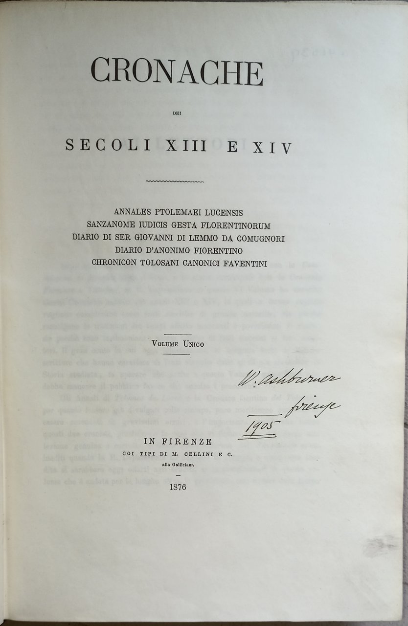 Annales ptolemaei Lucensis. Senza nome iudicis gesta florentinorum.