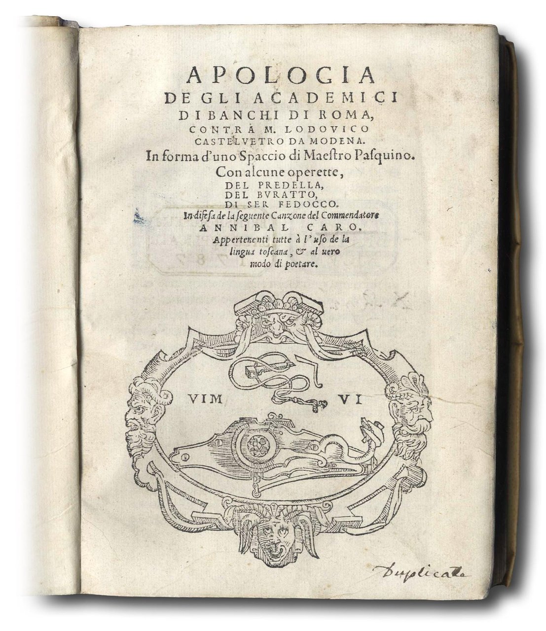 Apologia de gli Academici di Banchi di Roma contra M. …