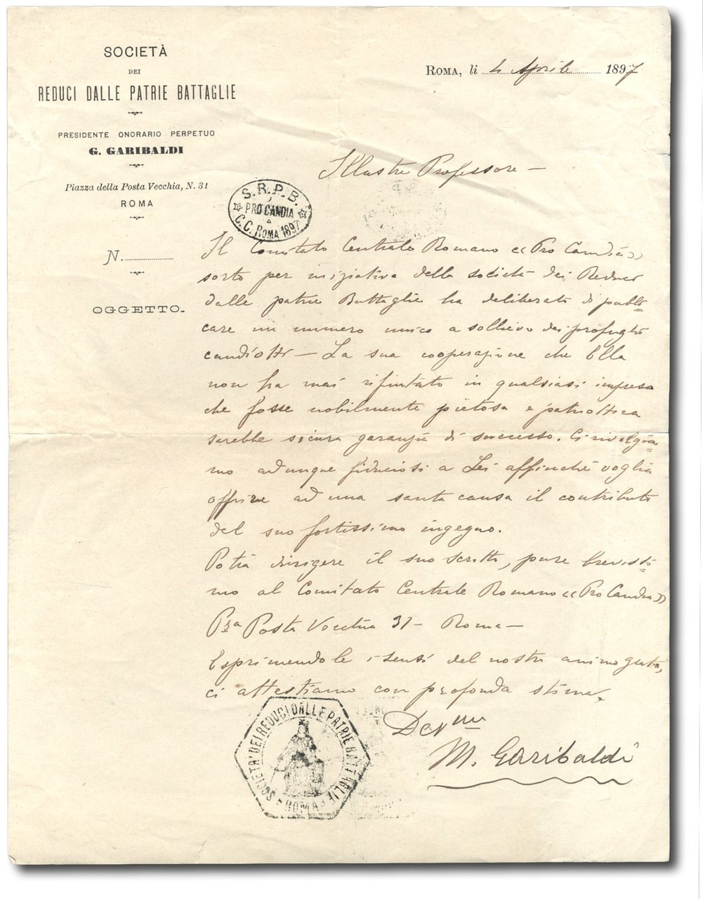 Assieme di due lettere autografe