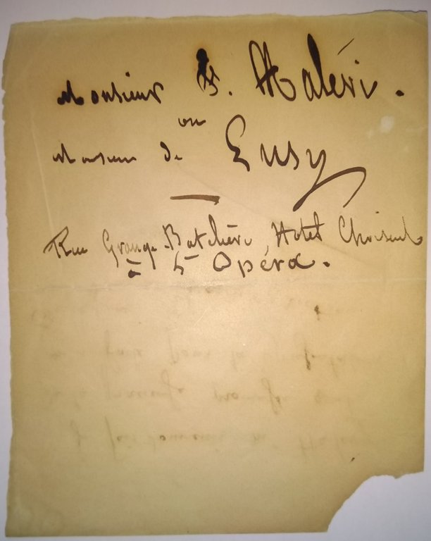 Biglietto autografo firmato indirizzato a&amp;nbsp;Fromental Hal&amp;eacute;vy