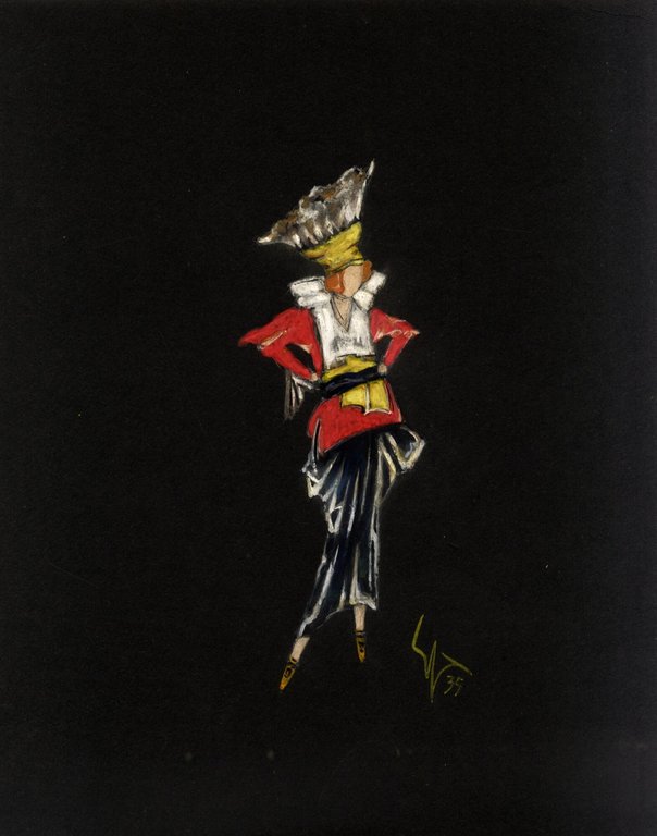 Alta Moda 1935, 3 bozzetti preparatori per Rivista o Sfilata, …