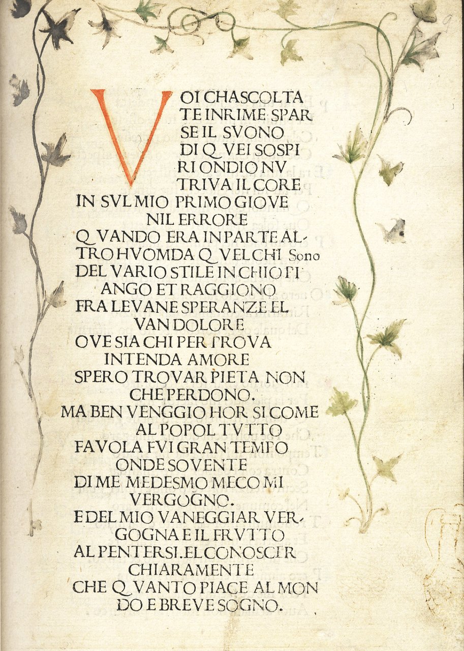 Canzoniere e Trionfi. (Segue:) Leonardus Brunus Aretinus, Vita di Petrarca.