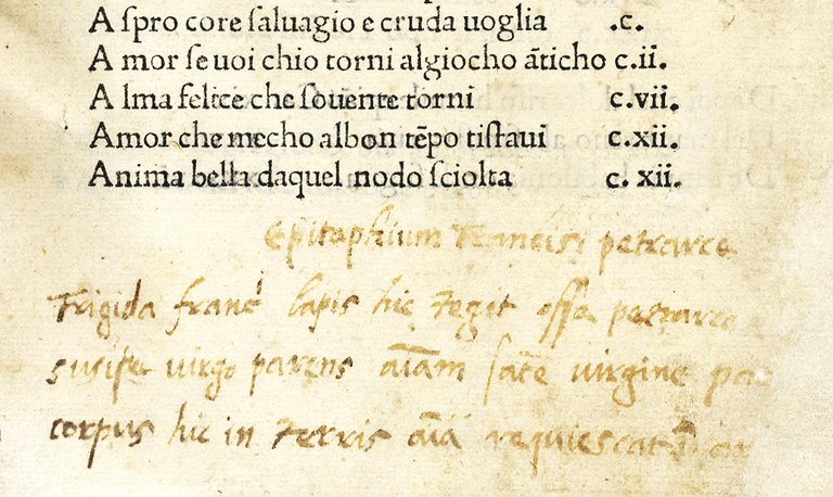 Canzoniere e Trionfi. (Segue:) Leonardus Brunus Aretinus, Vita di Petrarca.