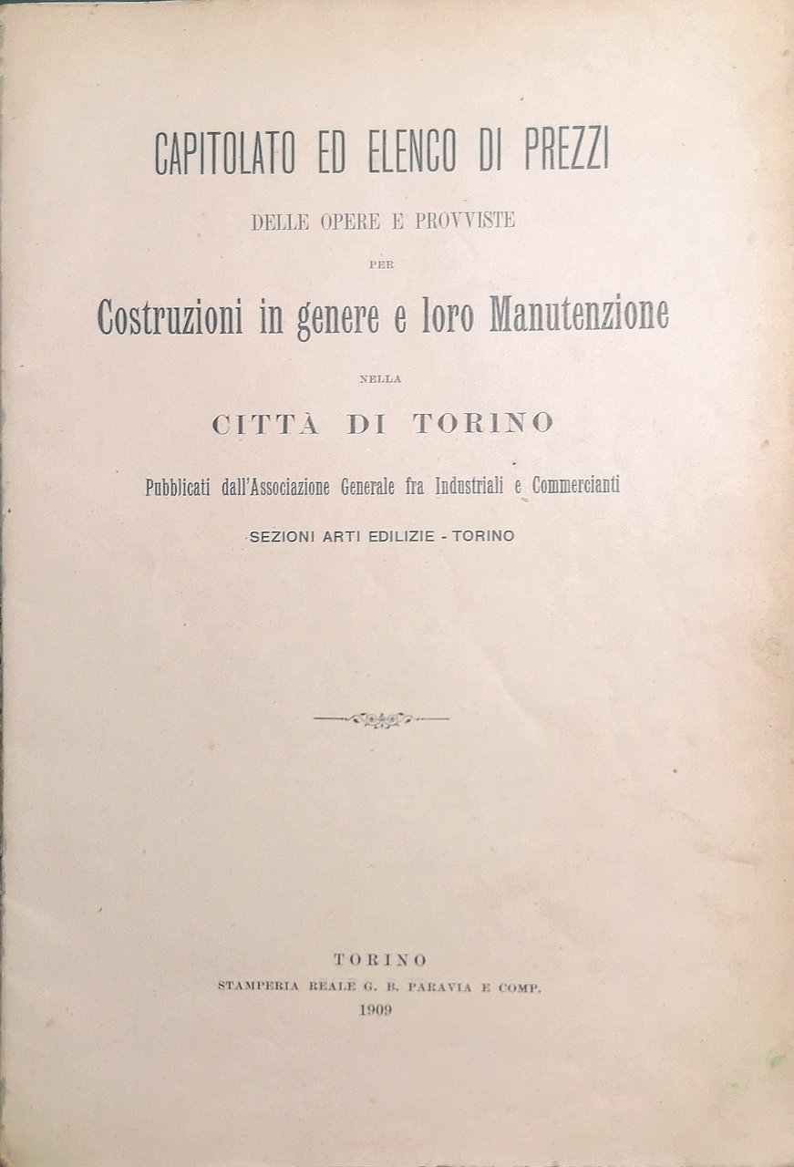 Capitolato ed elenco di prezzi delle opere e provviste per …