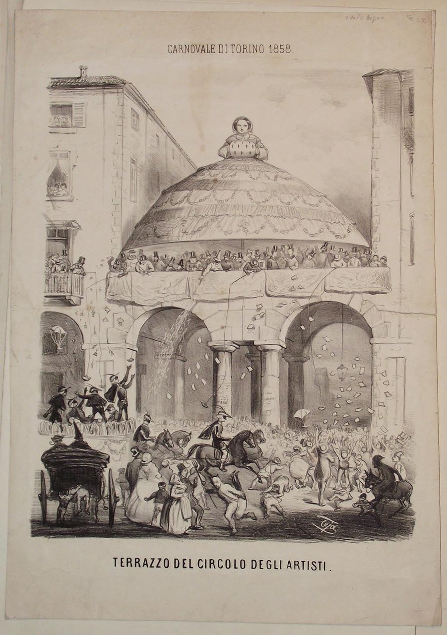 Carnovale di Torino 1858. Terrazzo del Circolo degli artisti.