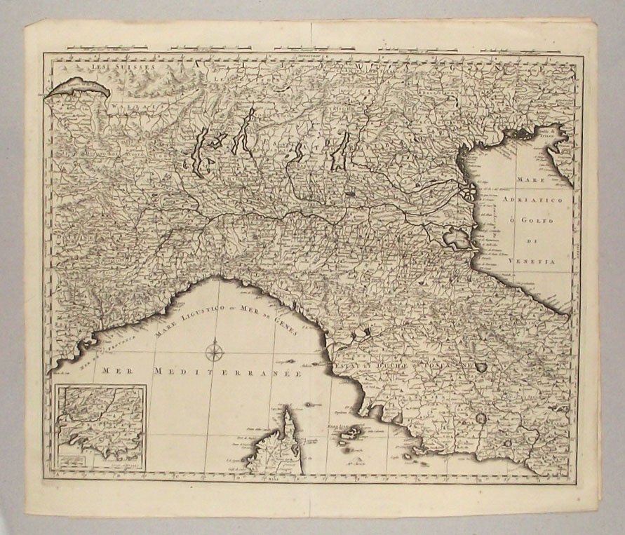 Carta dell'Italia del Nord e parte del centro.