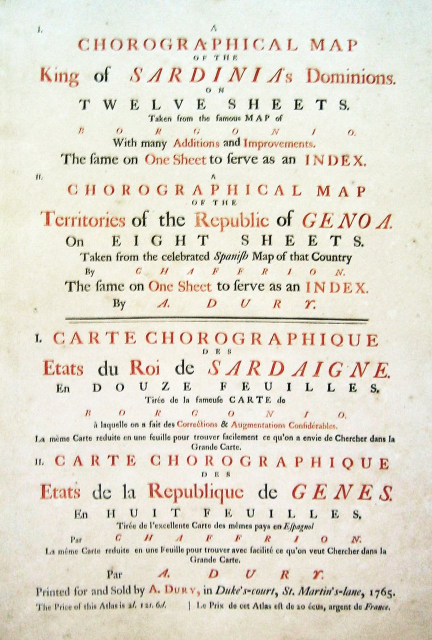 Carte Chorographique des &amp;Eacute;tats du Roi de Sardaigne, en douze …