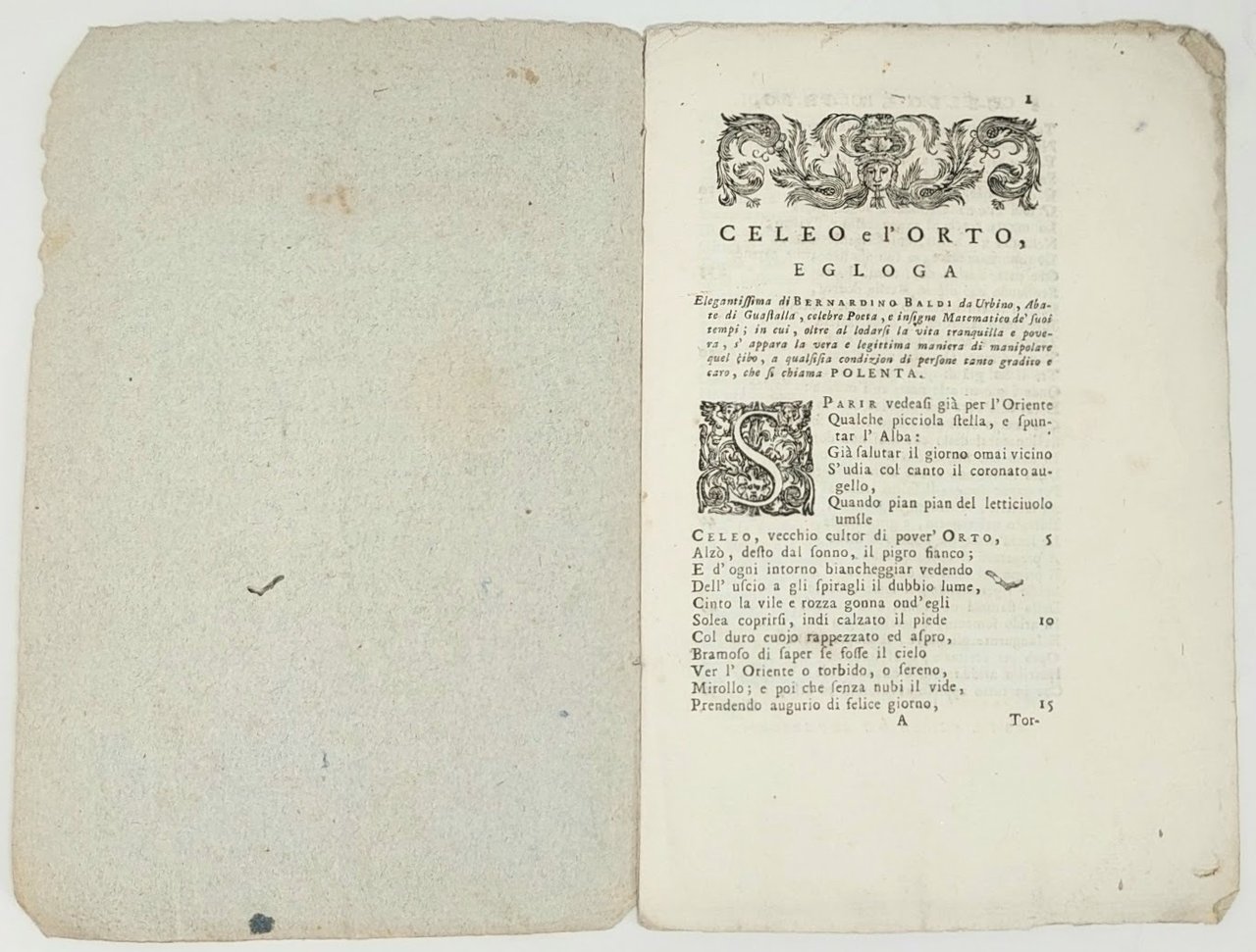 Celeo e l'orto. Egloga elegantissima&amp;nbsp;di Bernardino Baldi da Utino, Abate …