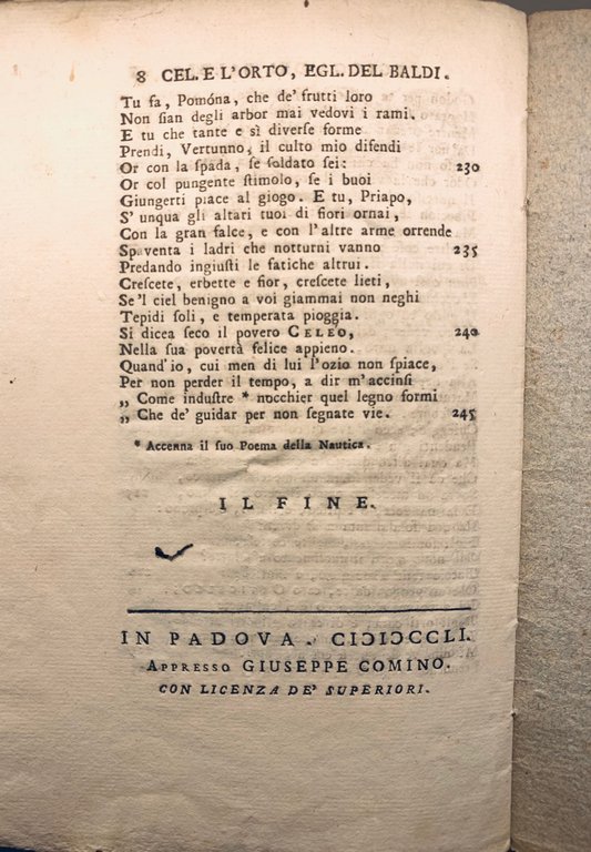 Celeo e l'orto. Egloga elegantissima&amp;nbsp;di Bernardino Baldi da Utino, Abate …