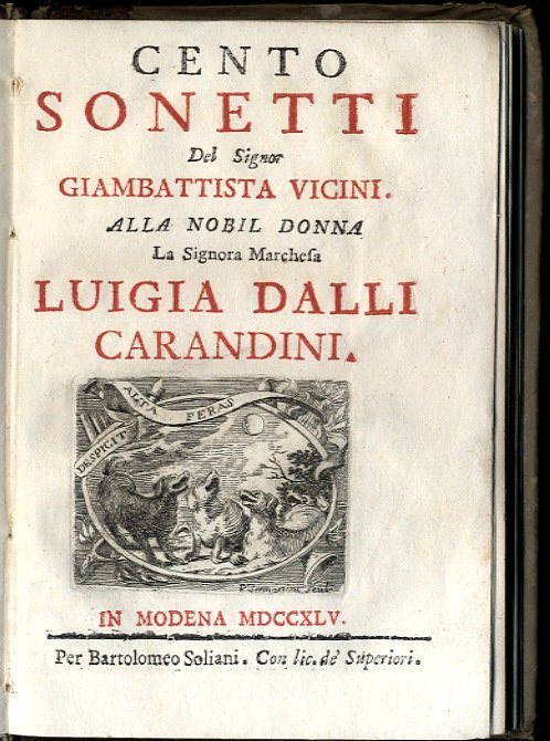Cento sonetti...alla nobil donna Luigia dalli Carandini