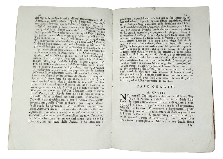 Compendio di notizie interessanti circa il veleno de' rabbiosi animali.