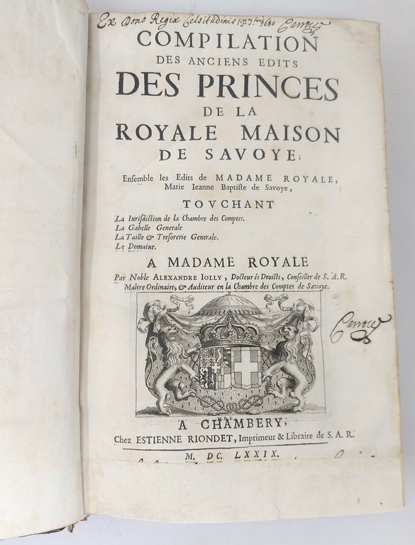 Compilation des Anciens Edits des Princes de al Royale Maison …