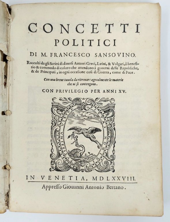 Concetti politici. Raccolti da gli scritti di diversi autori Greci, …