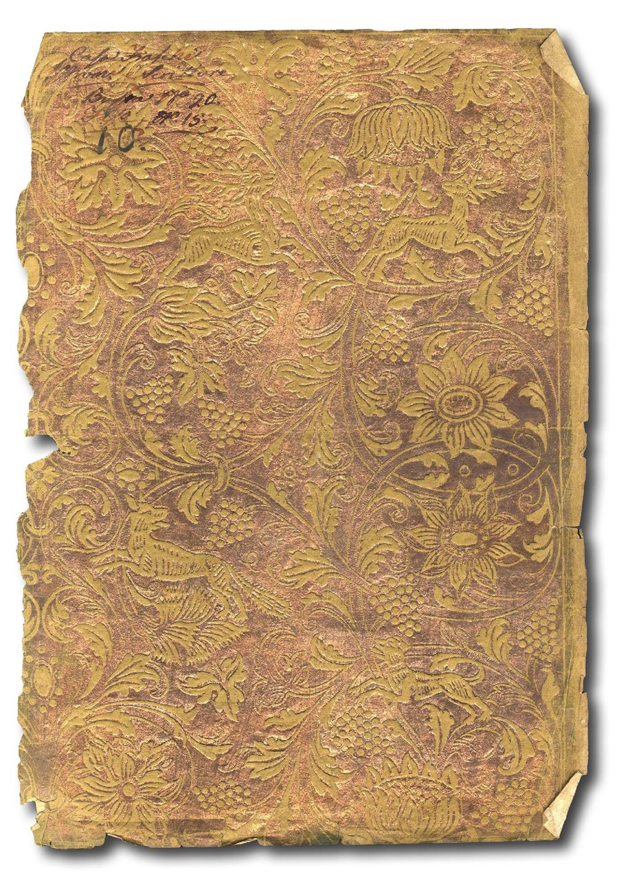 Coppia di fogli di carta dorata e goffrata