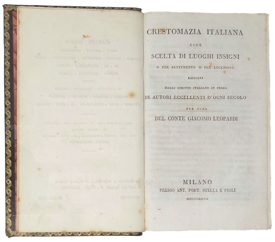 Crestomazia italiana, cio&amp;egrave; scelta di luoghi in verso italiano insigni …