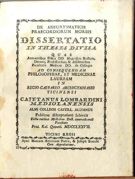 De aneurysmaticis praecordium morbis. Dissertatio in theses divisa | Immagine Gallery 1