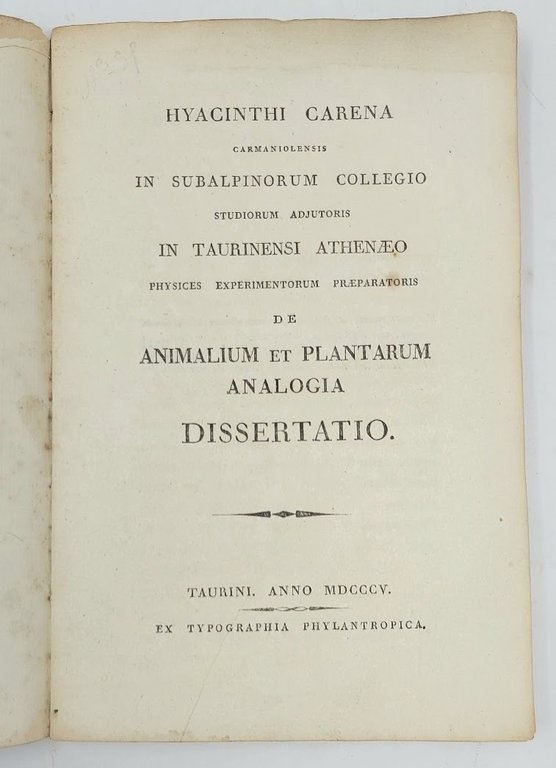 De Animalium et Plantarum analogia. Dissertatio.